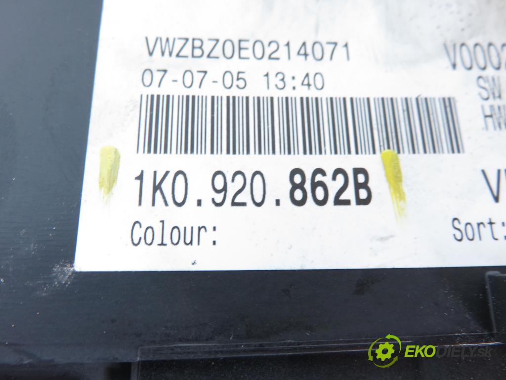 VW GOLF PLUS (5M1, 521) HB 2006 66,00 1.9 TDI - BRU 1896,00 prístrojovka elektrický 1K0920862B ; VP6V1F10849HB