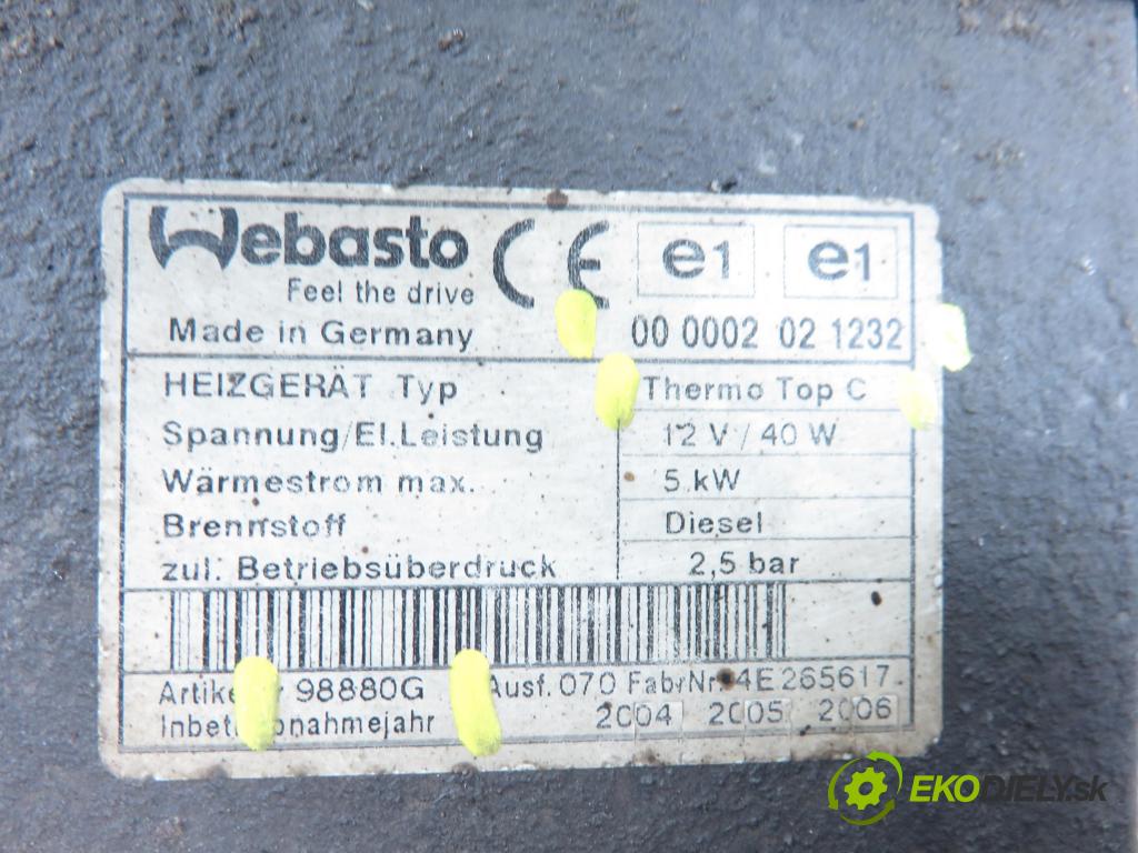 CITROEN C8 (EA_, EB_) MINIVAN 2005 0,00 2.0 HDi - RHT (DW10ATED4) 1997,00 Webasto 000002021232 ; 988880G ; 66724B (Webasto (nezávislé topení))