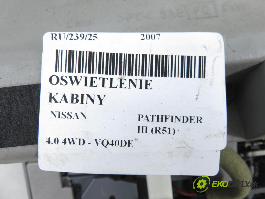 NISSAN PATHFINDER III (R51) TERENOWY 2007 198,00 4.0 4WD 269 - VQ40DE 3954,00 osvětlení kabina 