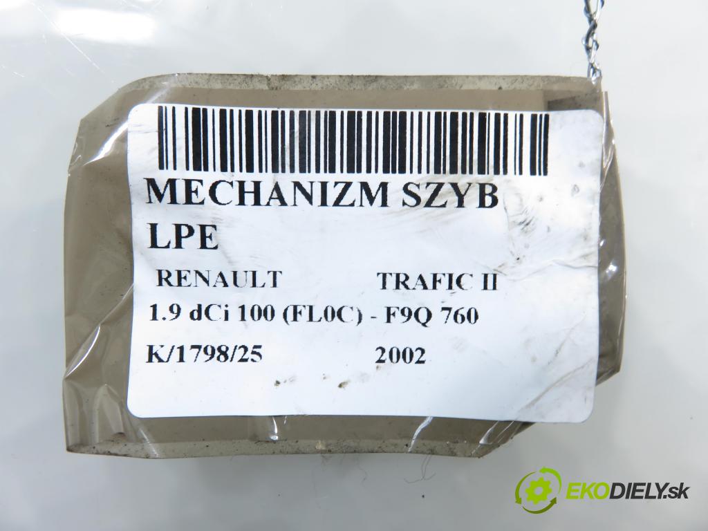 RENAULT TRAFIC II Skrzynia (FL) FURGON 2002 74,00 1.9 dCi 100 - F9Q 760 1870,00 mechanismus oken 7700311820 ; 7700311820E ; 91165704E