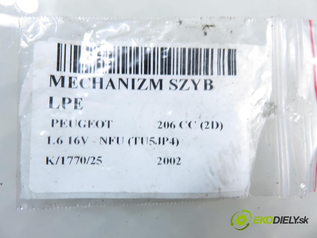 PEUGEOT 206 CC (2D) CABRIO 2002 80,00 1.6 16V - NFU 1587,00 mechanismus oken 9648637080