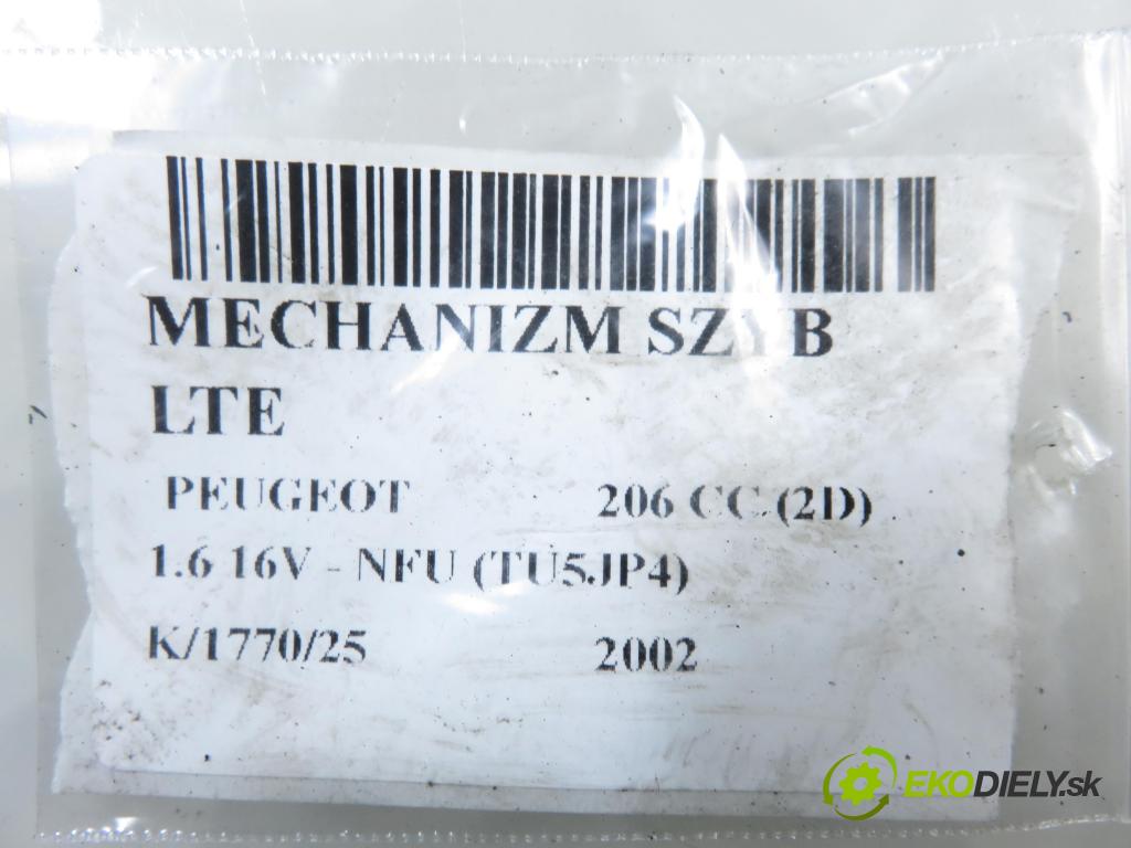 PEUGEOT 206 CC (2D) CABRIO 2002 80,00 1.6 16V - NFU 1587,00 mechanismus oken LTE 9636597380G