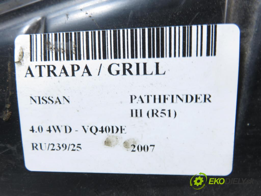 NISSAN PATHFINDER III (R51) TERENOWY 2007 198,00 4.0 4WD 269 - VQ40DE 3954,00 mřížka / maska 62310EA700