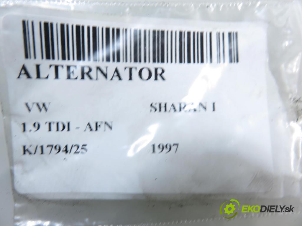 VW SHARAN (7M8, 7M9, 7M6) MINIVAN 1997 81,00 1.9 TDI 110 - AFN 1896,00 Alternátor 028903026G ; 0123515020 (Alternátor)