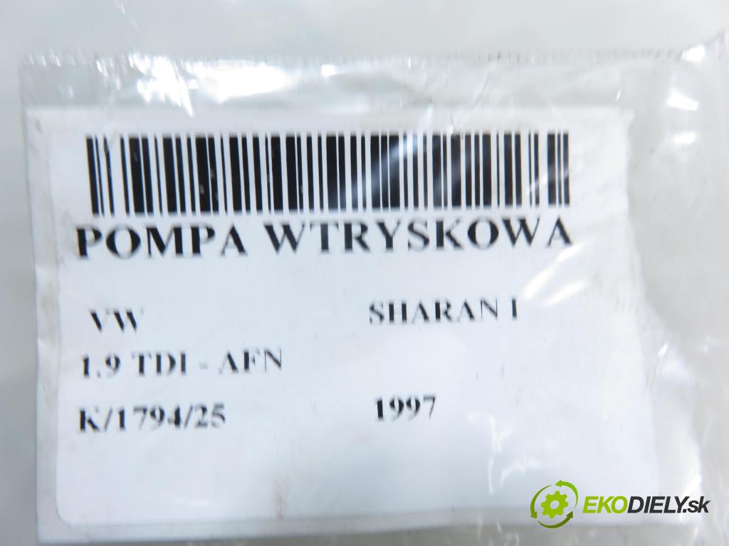 VW SHARAN (7M8, 7M9, 7M6) MINIVAN 1997 81,00 1.9 TDI 110 - AFN 1896,00 Pumpa vstrekovacia 028130115B ; 0460404968 (Vstrekovacie čerpadlo)