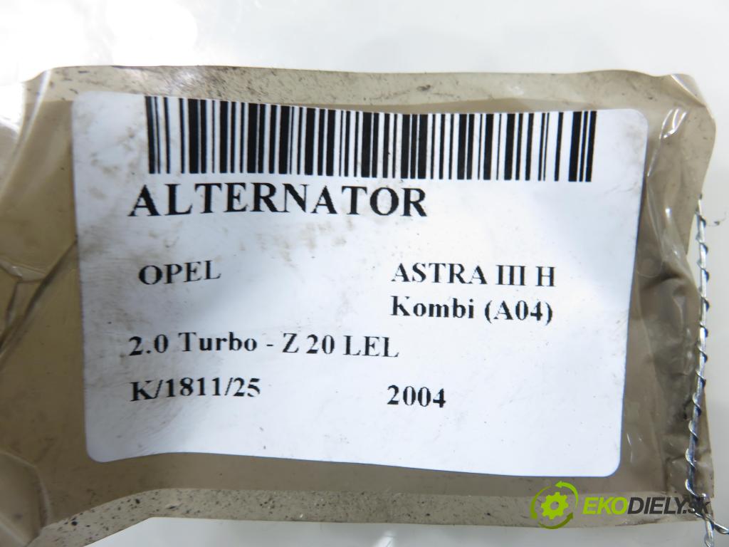 OPEL ASTRA H Kombi (A04) KOMBI 2004 125,00 2.0 Turbo - Z 20 LEL 1998,00 Alternátor 13156054ZE ; 13156054 ; 0124425012 (Alternátor)