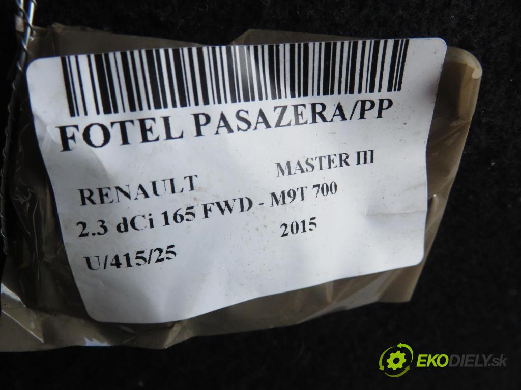 RENAULT MASTER III Platforma / podwozie (EV, HV, UV) KABINA/PLATFORMA 2015 0,00 2.3 dCi 165 FWD - M9T 700 2298,00 sedadlo CESTUJÍCÍ/PP