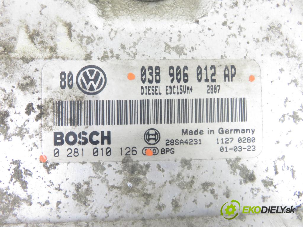 VW GOLF IV (1J1) HB 2000 81,00 1.9 TDI 110 - ASV 1896,00 Riadiaca jednotka Motor 038906012AP ; 0281010126