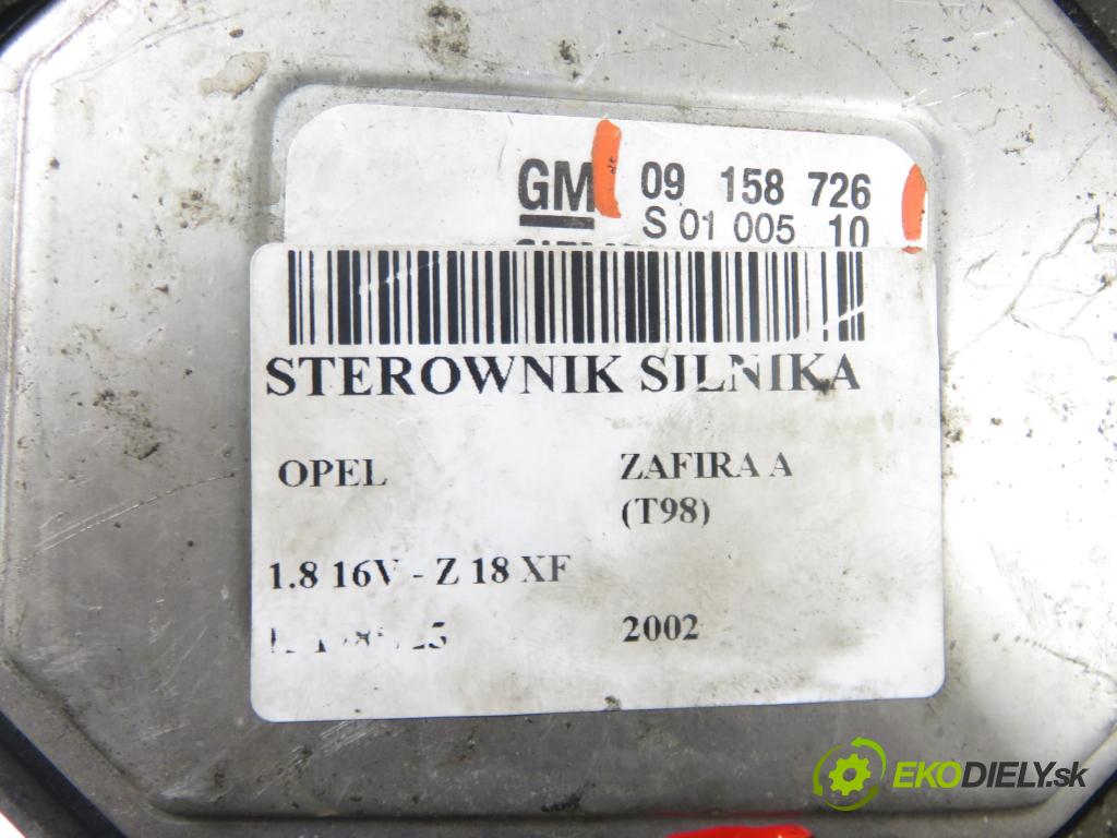 OPEL ZAFIRA A Nadwozie Wielkopojemne (MPV) (T98)  MINIVAN 2002 92,00 1.8 16V 125 - Z 18 XE 1796,00 Riadiaca jednotka Motor 09158726 ; S0100510