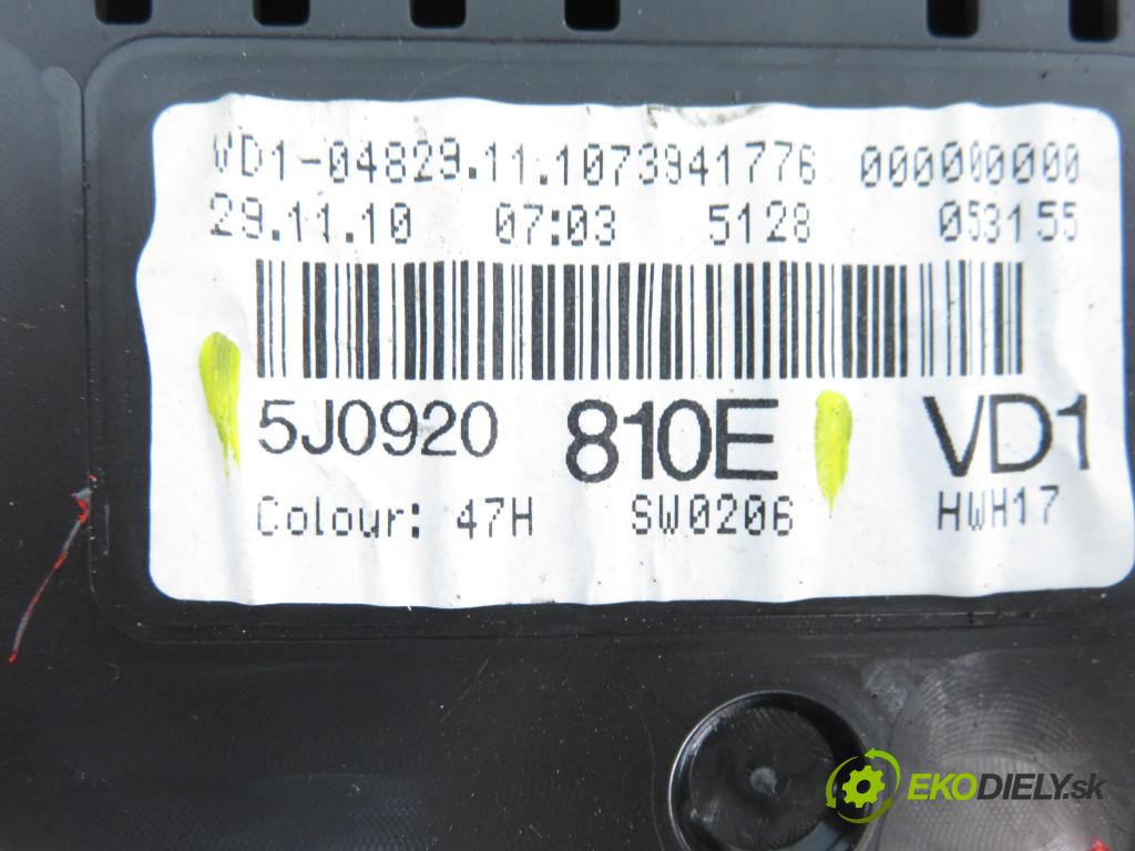 SKODA FABIA II Combi (545) KOMBI 2011 77,00 1.2 TSI - CBZB 1197,00 prístrojovka elektrický 5J0920810E