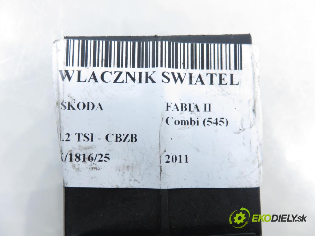 SKODA FABIA II Combi (545) KOMBI 2011 77,00 1.2 TSI - CBZB 1197,00 přepínač světla 1U0941531D