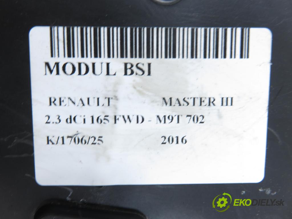 RENAULT MASTER III Platforma / podwozie (EV, HV, UV) KABINA/PLATFORMA 2016 120,00 2.3 dCi 165 FWD - M9T 702 2298,00 MODUL BCM 284B19799R ; NS10977144