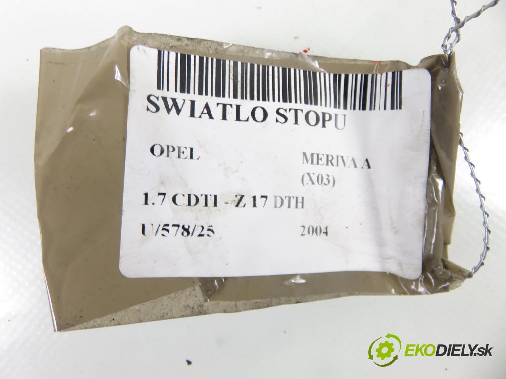 OPEL MERIVA A nadwozie wielkoprzestrzenne (MPV) (X03) HB 2004 74,00 1.7 CDTI 100 - Z 17 DTH 1686,00 SVĚTLO bŕzd 13149529