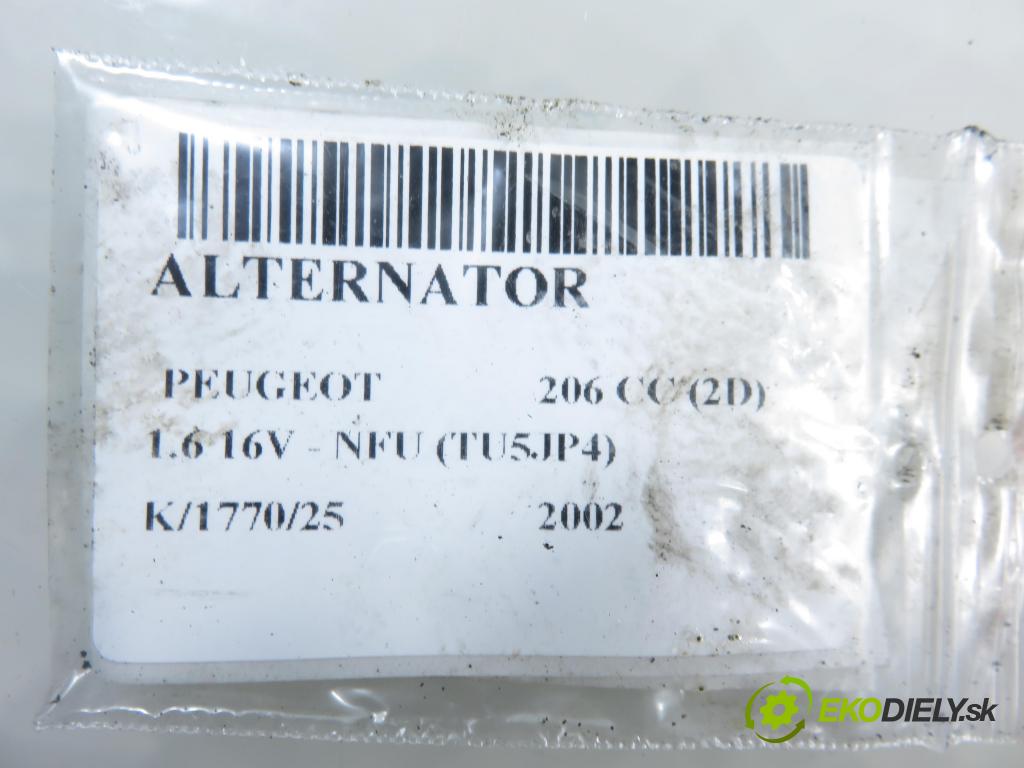 PEUGEOT 206 CC (2D) CABRIO 2002 80,00 1.6 16V - NFU 1587,00 Alternátor  (Alternátor)