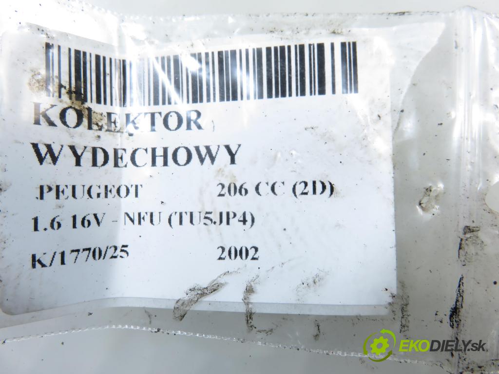 PEUGEOT 206 CC (2D) CABRIO 2002 80,00 1.6 16V - NFU 1587,00 potrubí VYČERPAT: 82800 (Výfukové potrubí)