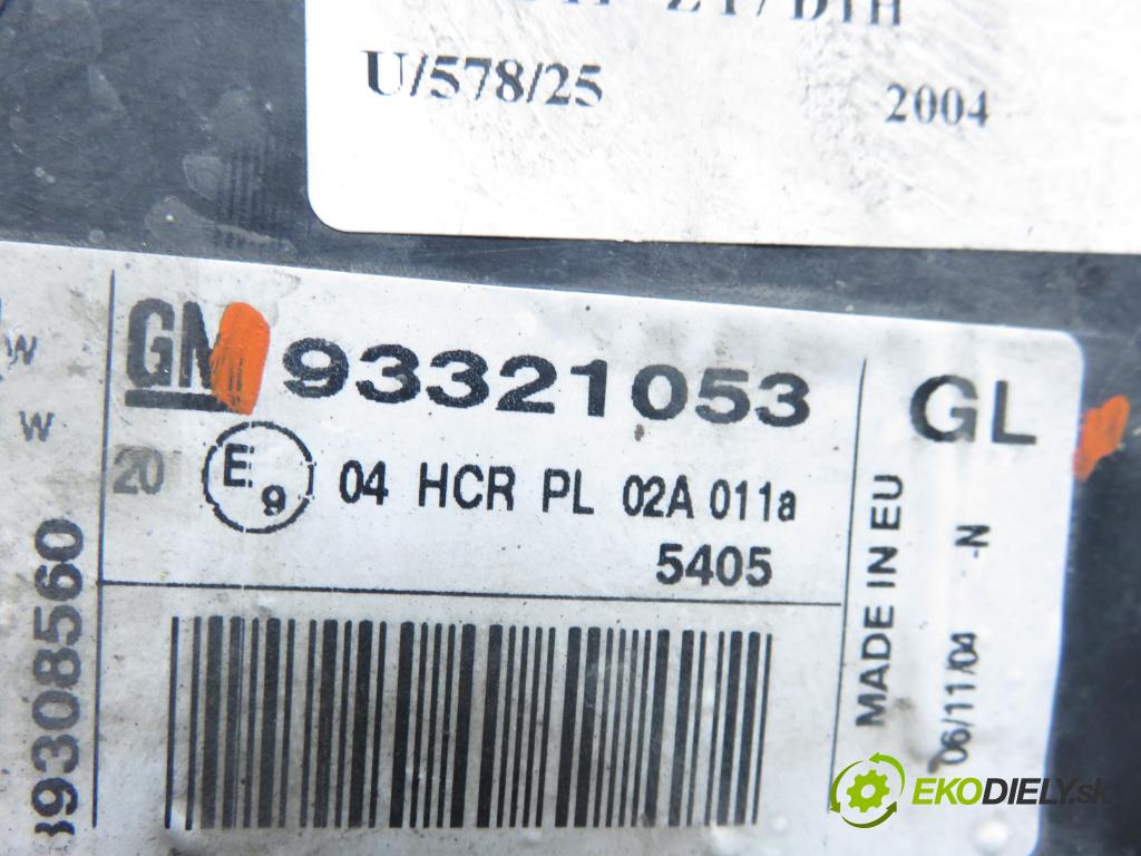 OPEL MERIVA A nadwozie wielkoprzestrzenne (MPV) (X03) HB 2004 74,00 1.7 CDTI 100 - Z 17 DTH 1686,00 Svetlo PP 93321053GL