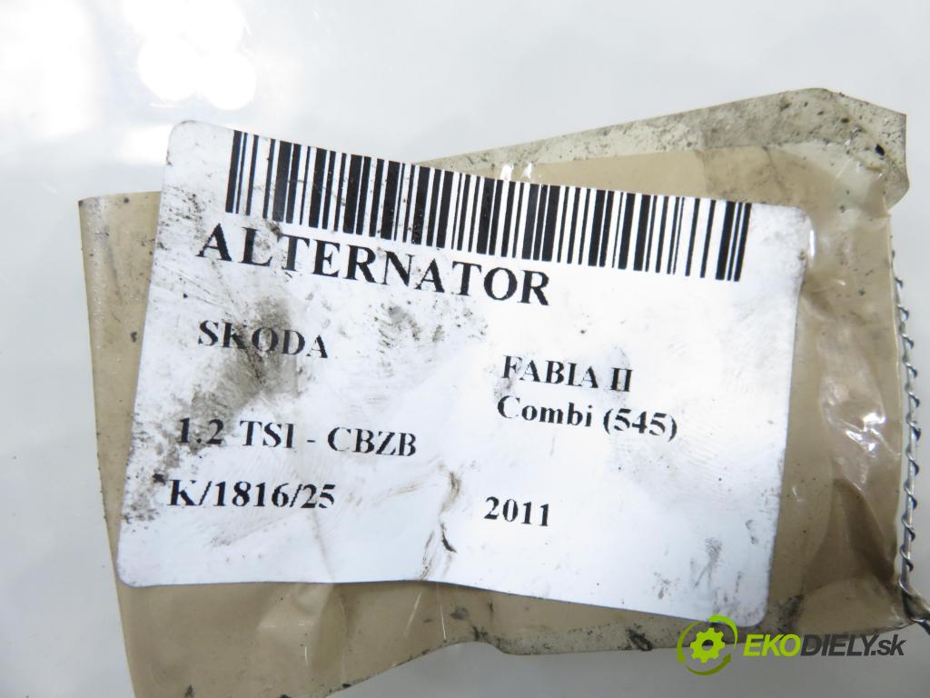 SKODA FABIA II Combi (545) KOMBI 2011 77,00 1.2 TSI - CBZB 1197,00 Alternátor 03F903023E (Alternátor)