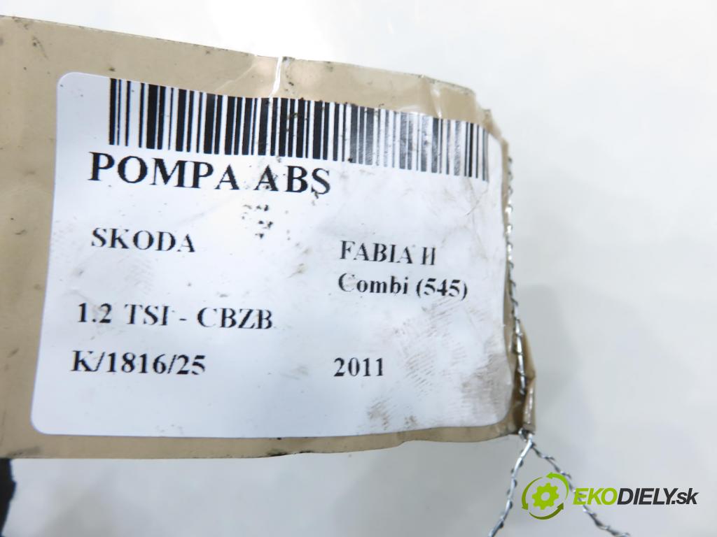 SKODA FABIA II Combi (545) KOMBI 2011 77,00 1.2 TSI - CBZB 1197,00 Pumpa ABS 0265955010 ; 6R0614517T ; 0265239006 (Pumpa ABS)