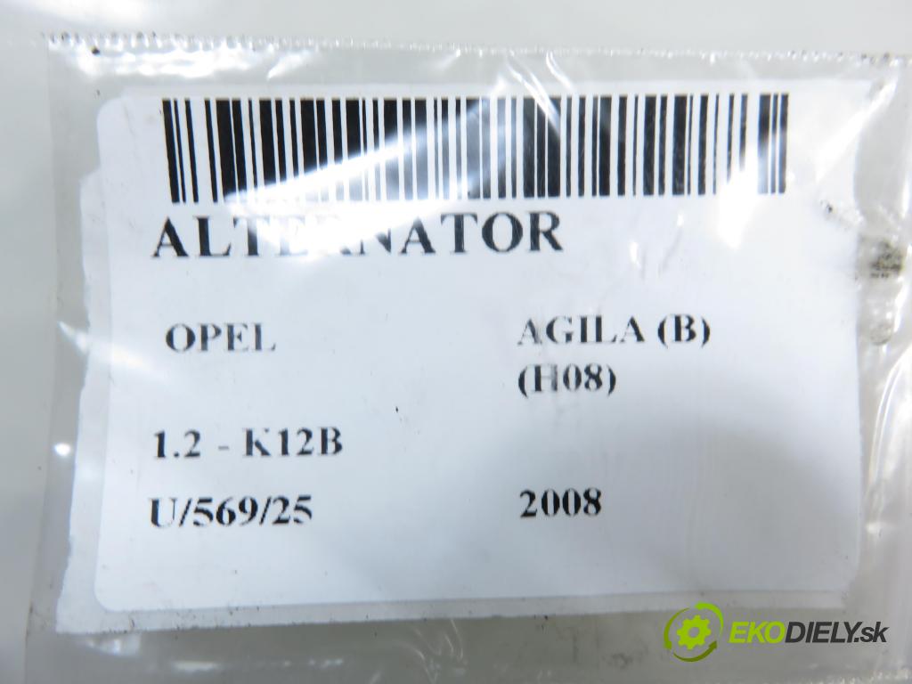 OPEL AGILA (B) (H08) HB 2008 0,00 1.2 - K12B 1242,00 Alternátor 3140084E10 ; A5TB1292AE (Alternátor)