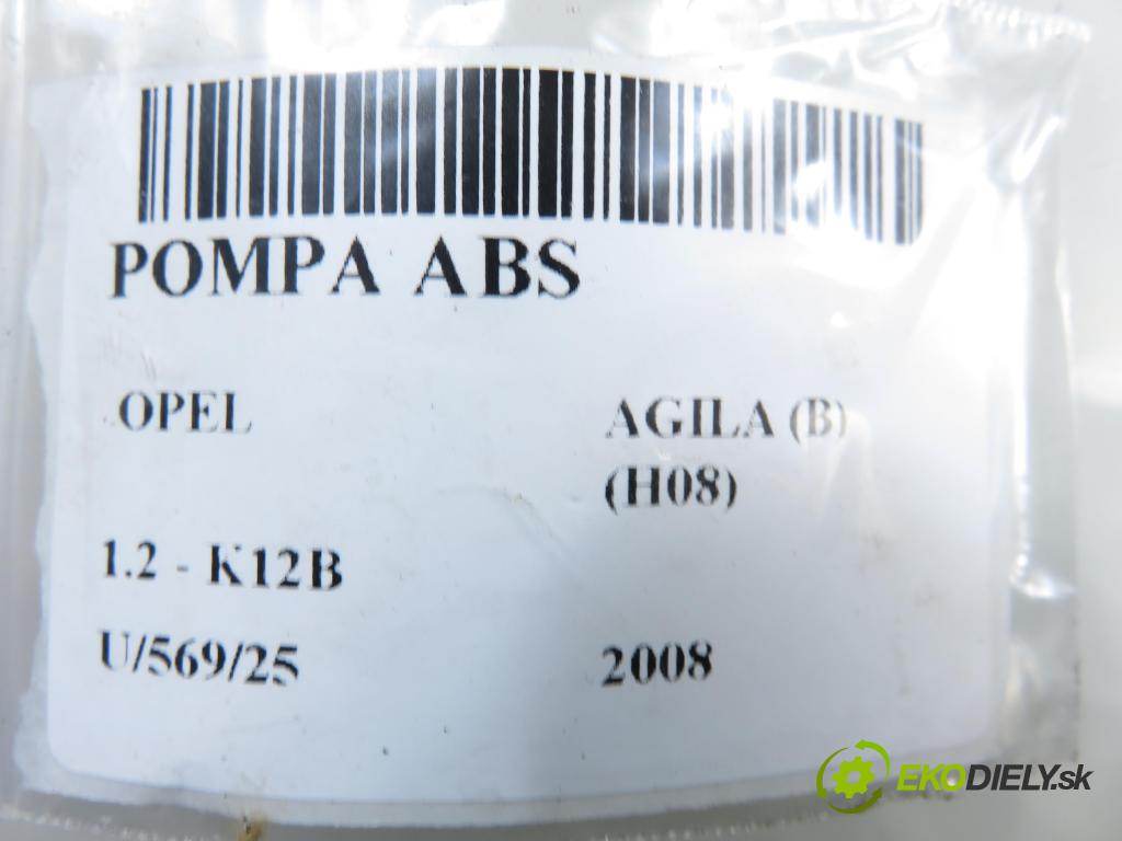 OPEL AGILA (B) (H08) HB 2008 0,00 1.2 - K12B 1242,00 Pumpa ABS 06210952933 ; 06210213114 (Pumpa ABS)