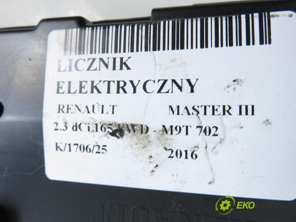 RENAULT MASTER III Platforma / podwozie (EV, HV, UV) KABINA/PLATFORMA 2016 120,00 2.3 dCi 165 FWD - M9T 702 2298,00 Prístrojovka elektrický P248105652R