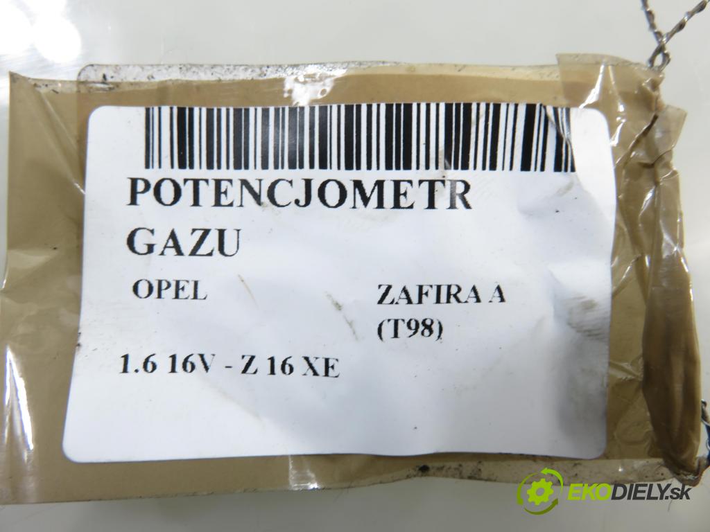 OPEL ZAFIRA A Nadwozie Wielkopojemne (MPV) (T98)  MINIVAN 2001 74,00 1.6 16V - Z 16 XE 1598,00 Potenciometer plynu 9202341BT ; 6PV00811400 (Potenciometer plynového pedálu)