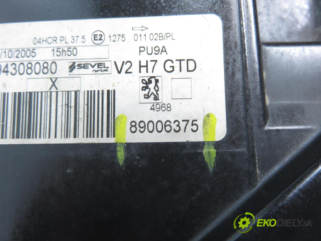PEUGEOT 807 (EB_) MINIVAN 2006 94,00 2.2 HDi - 4HW (DW12TED4) 2179,00 světlo LP 89006375