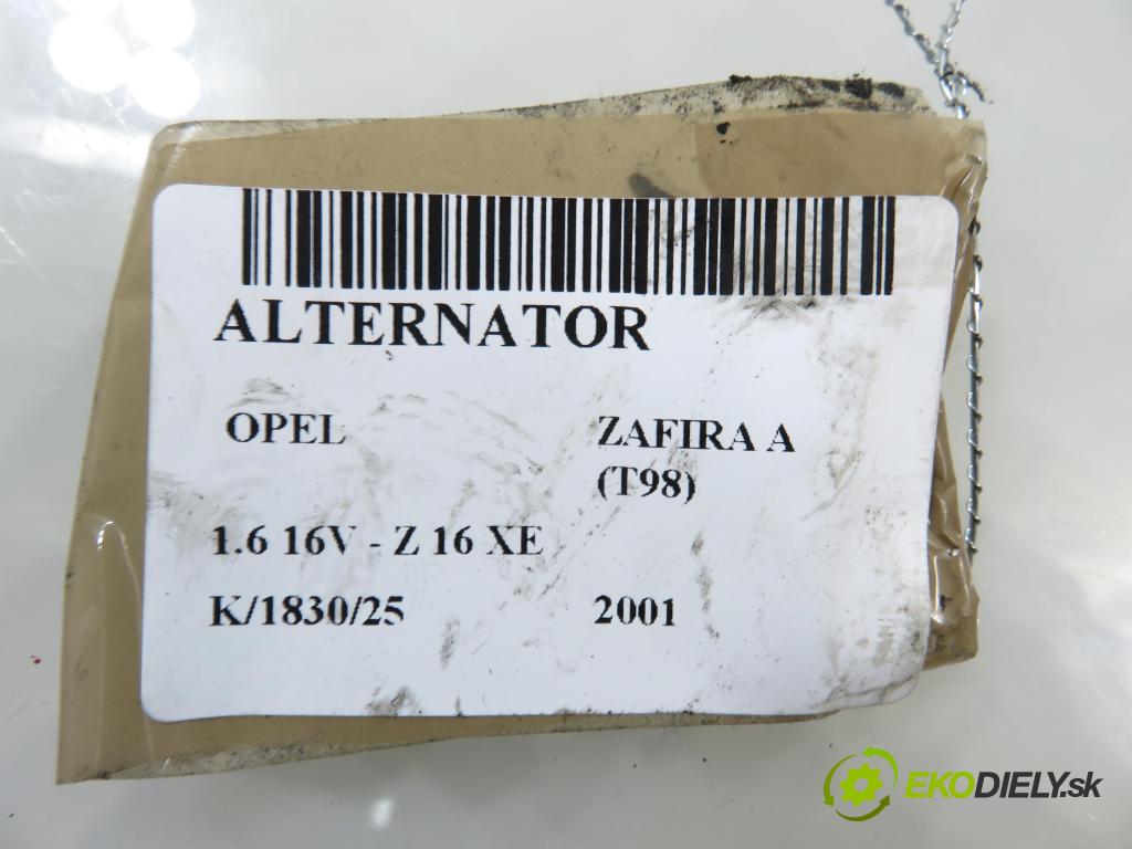 OPEL ZAFIRA A Nadwozie Wielkopojemne (MPV) (T98)  MINIVAN 2001 74,00 1.6 16V - Z 16 XE 1598,00 Alternátor 0124415002 ; 90561971 (Alternátor)