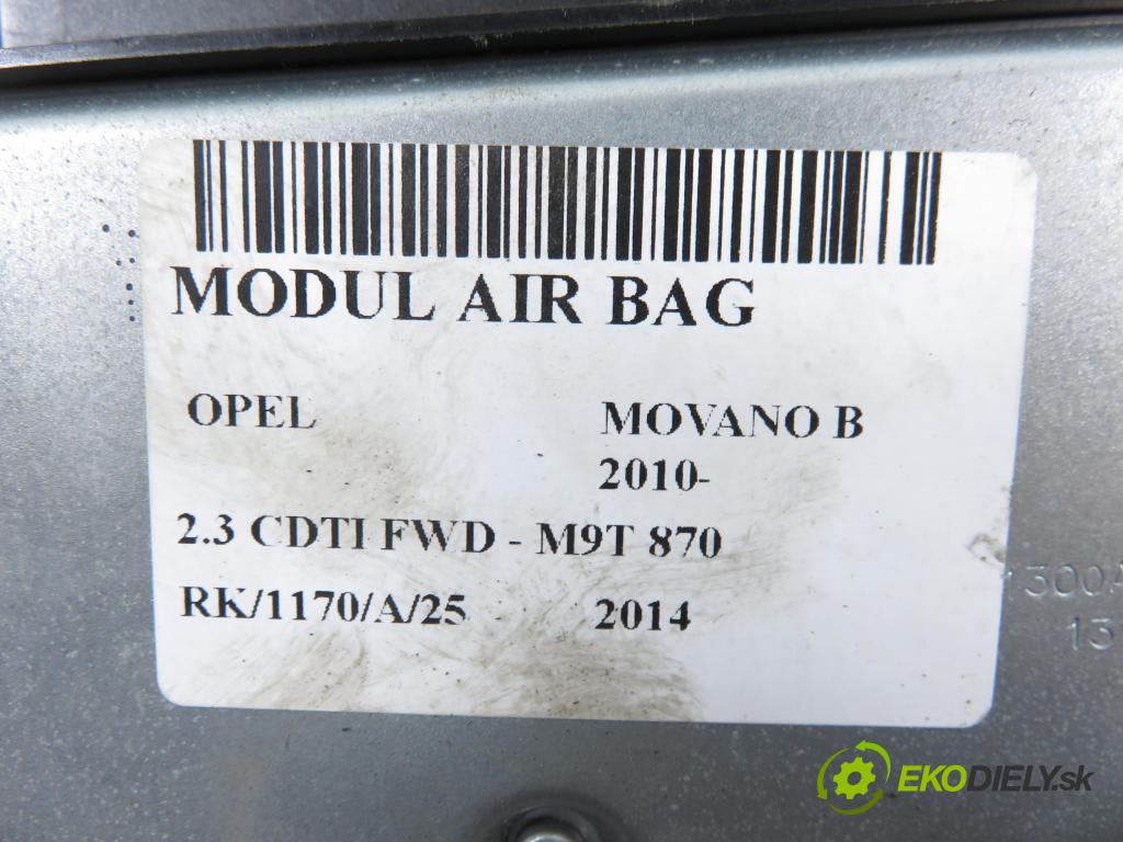 OPEL MOVANO B Platforma / podwozie (X62) FURGON 2014 81,00 2.3 CDTI FWD - M9T 870 2299,00 MODUL air BAG 8201448824 ; 611136600 ; 628184900A