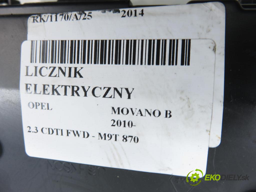 OPEL MOVANO B Platforma / podwozie (X62) FURGON 2014 81,00 2.3 CDTI FWD - M9T 870 2299,00 Prístrojovka elektrický P248101020R ; P248101020RD