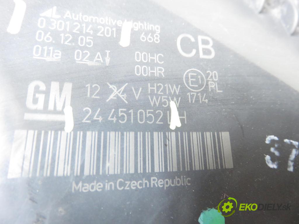 OPEL ZAFIRA B (A05) MINIVAN 2005 88,00 1.9 CDTI 8V 120 - Z 19 DT 1910,00 světlo LP 24451052 ; 0301214201