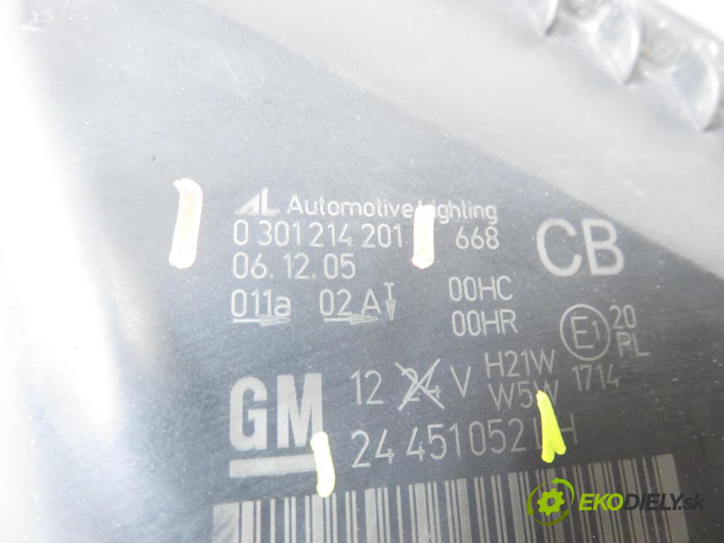 OPEL ZAFIRA B (A05) MINIVAN 2005 88,00 1.9 CDTI 8V 120 - Z 19 DT 1910,00 světlo LP 24451052 ; 0301214201