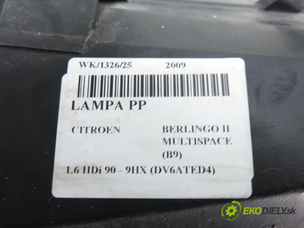 CITROEN BERLINGO MULTISPACE (B9) KOMBIVAN 2009 66,00 1.6 HDi 90 - 9HX (DV6ATED4) 1560,00 Svetlo PP