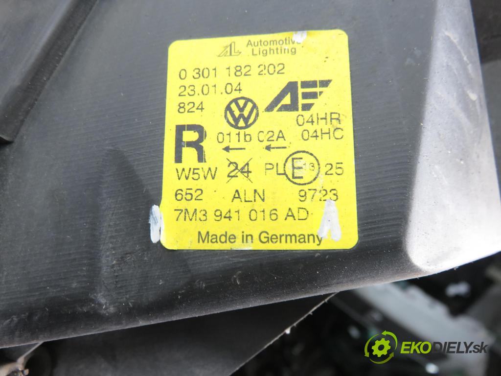 VW SHARAN (7M8, 7M9, 7M6) MINIVAN 2004 96,00 1.9 TDI PD 130 - ASZ 1896,00 Svetlo PP 7M3941016AD