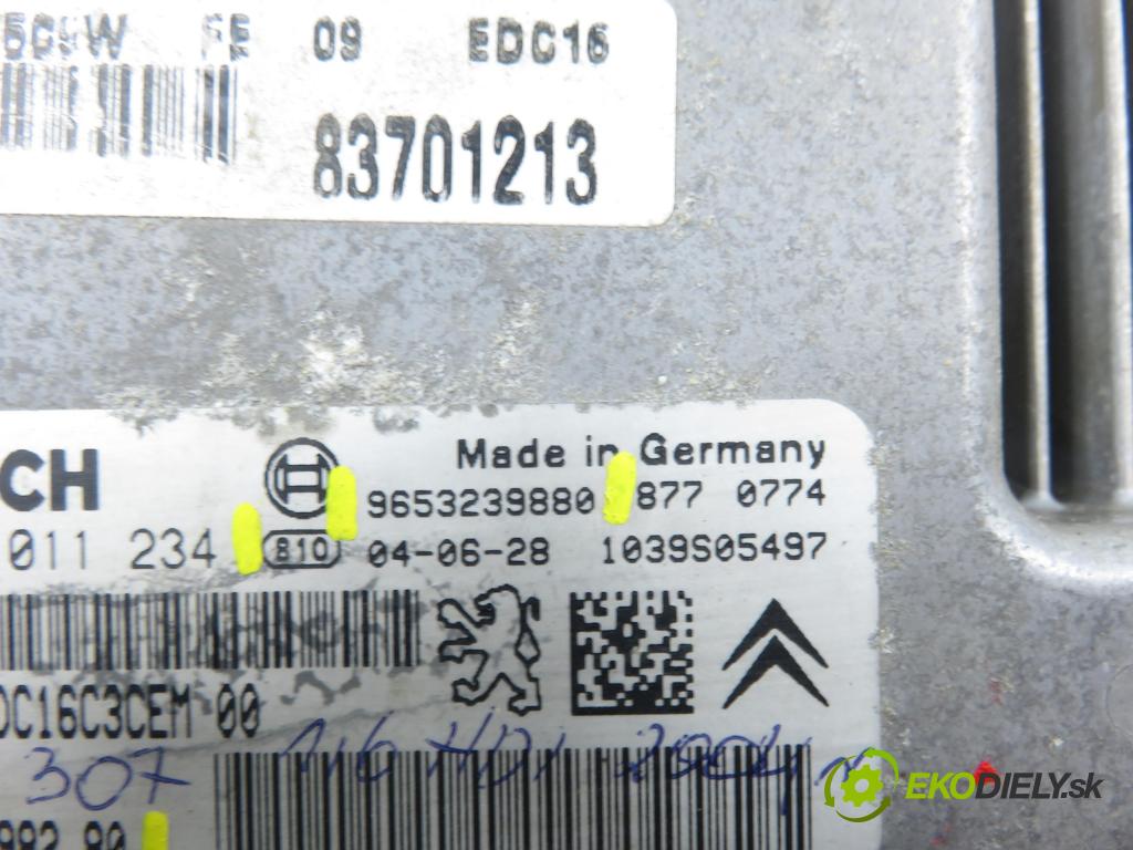 PEUGEOT 307 Break (3E) KOMBI 2004 0,00 1.6 HDi 110 - 9HZ (DV6TED4) 1560,00 Riadiaca jednotka Motor 9655698280 ; 0281011234 ; 9653239880