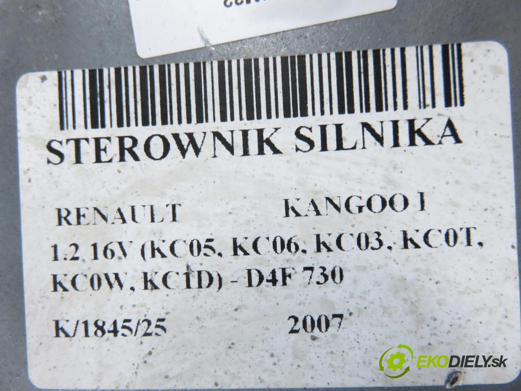 RENAULT KANGOO (KC0/1_) KOMBIVAN 2007 55,00 1.2 16V (KC05, KC06, KC03, KC0T, KC0W, KC1D) - D4F 1149,00 řídící jednotka motora S120201212F ; 8200516963 ; 8200400246