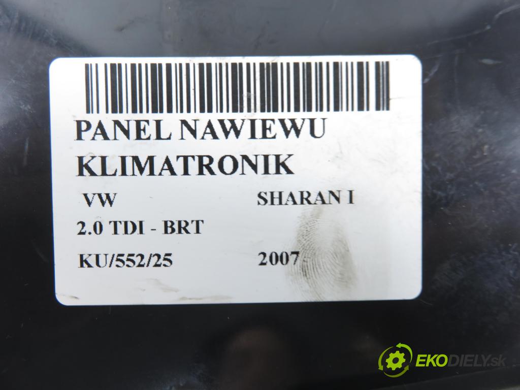 VW SHARAN (7M8, 7M9, 7M6) MINIVAN 2007 103,00 2.0 TDI - BRT 1968,00 Panel topení KLIMATRONIK 7M3907040J ; 5HB00796311