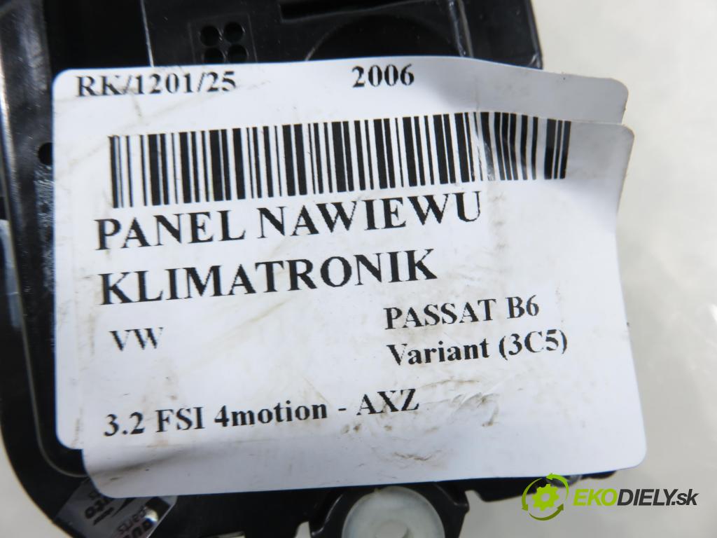 VW PASSAT B6 Variant (3C5) KOMBI 2006 184,00 3.2 FSI 4motion - AXZ 3168,00 Panel topení KLIMATRONIK TC2LL9505014