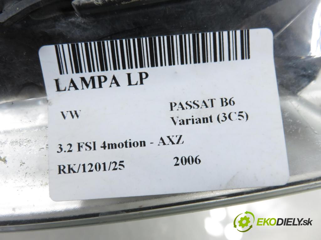VW PASSAT B6 Variant (3C5) KOMBI 2006 184,00 3.2 FSI 4motion - AXZ 3168,00 Svetlo LP 3D0907391B ; 3C0941751D
