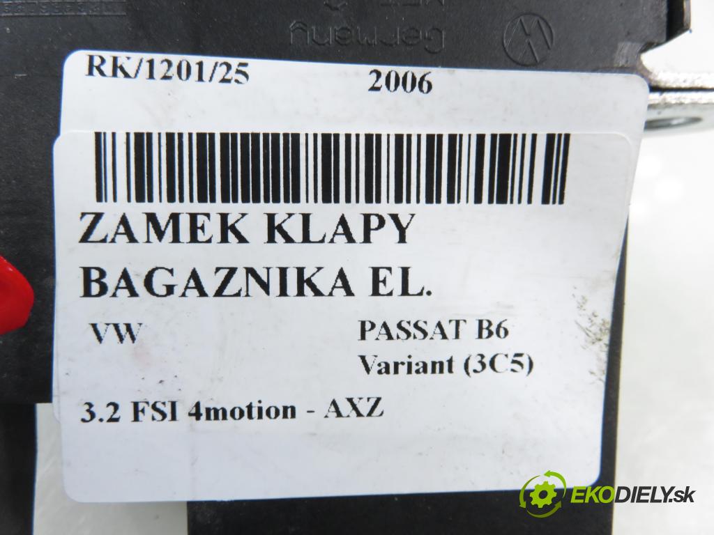 VW PASSAT B6 Variant (3C5) KOMBI 2006 184,00 3.2 FSI 4motion - AXZ 3168,00 zámok dveří kufr EL. 3C9827645A