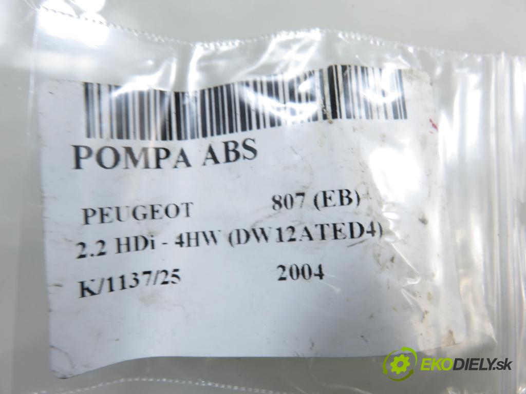 PEUGEOT 807 (EB_) MINIVAN 2004 94,00 2.2 16V HDi 128 - 4HW 2179,00 Pumpa ABS 0265950075 ; 0265225165 (Pumpa ABS)
