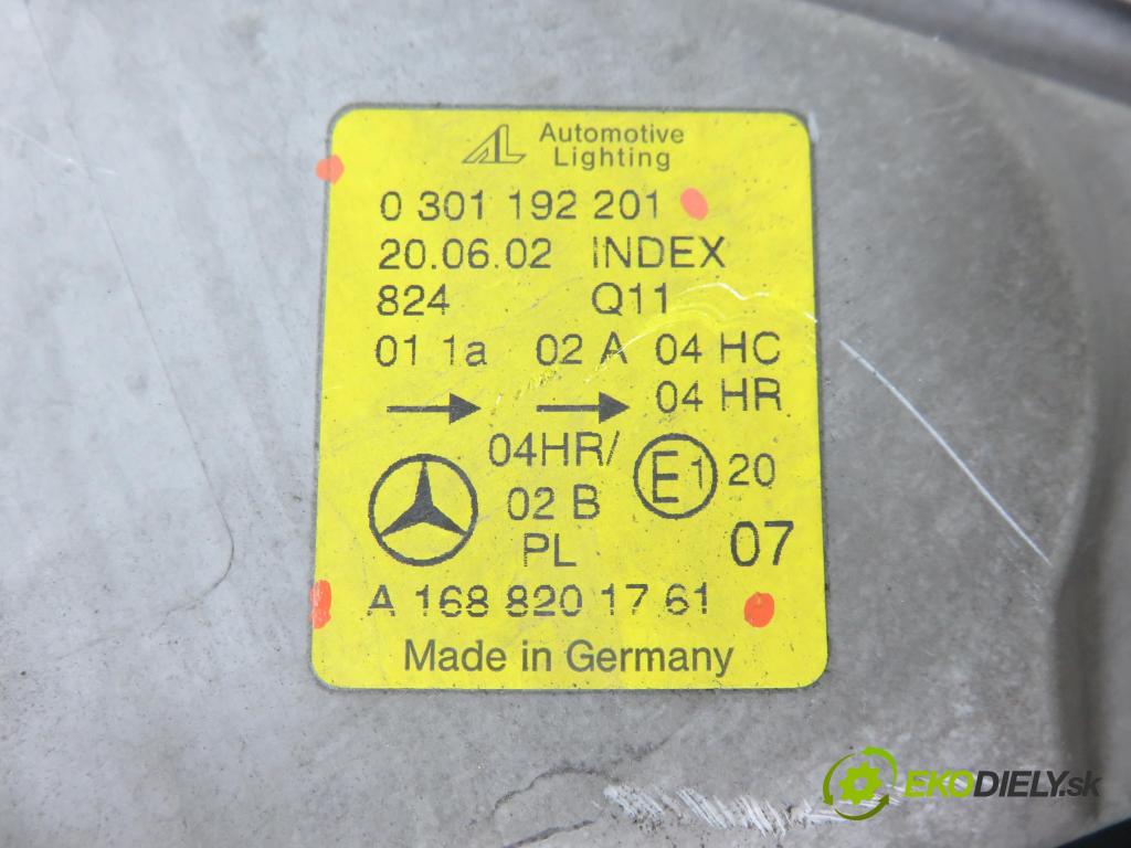 MERCEDES-BENZ KLASA A (W168) HB 2002 70,00 A 170 CDI 95 - OM 668.942 1689,00 světlo LP 0301192201 ; A1688201761