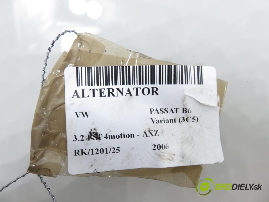 VW PASSAT B6 Variant (3C5) KOMBI 2006 184,00 3.2 FSI 4motion - AXZ 3168,00 Alternátor 06F903023C ; TG14C011 (Alternátor)