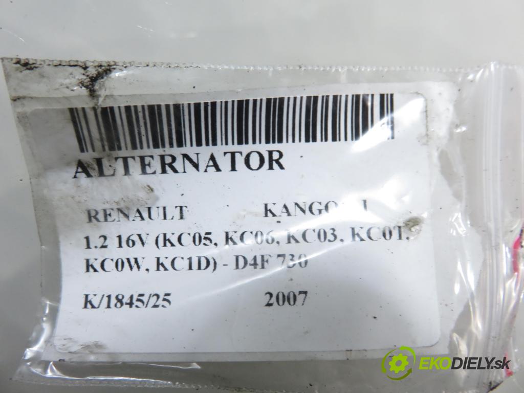 RENAULT KANGOO (KC0/1_) KOMBIVAN 2007 55,00 1.2 16V (KC05, KC06, KC03, KC0T, KC0W, KC1D) - D4F 1149,00 Alternátor 7700437090 (Alternátor)