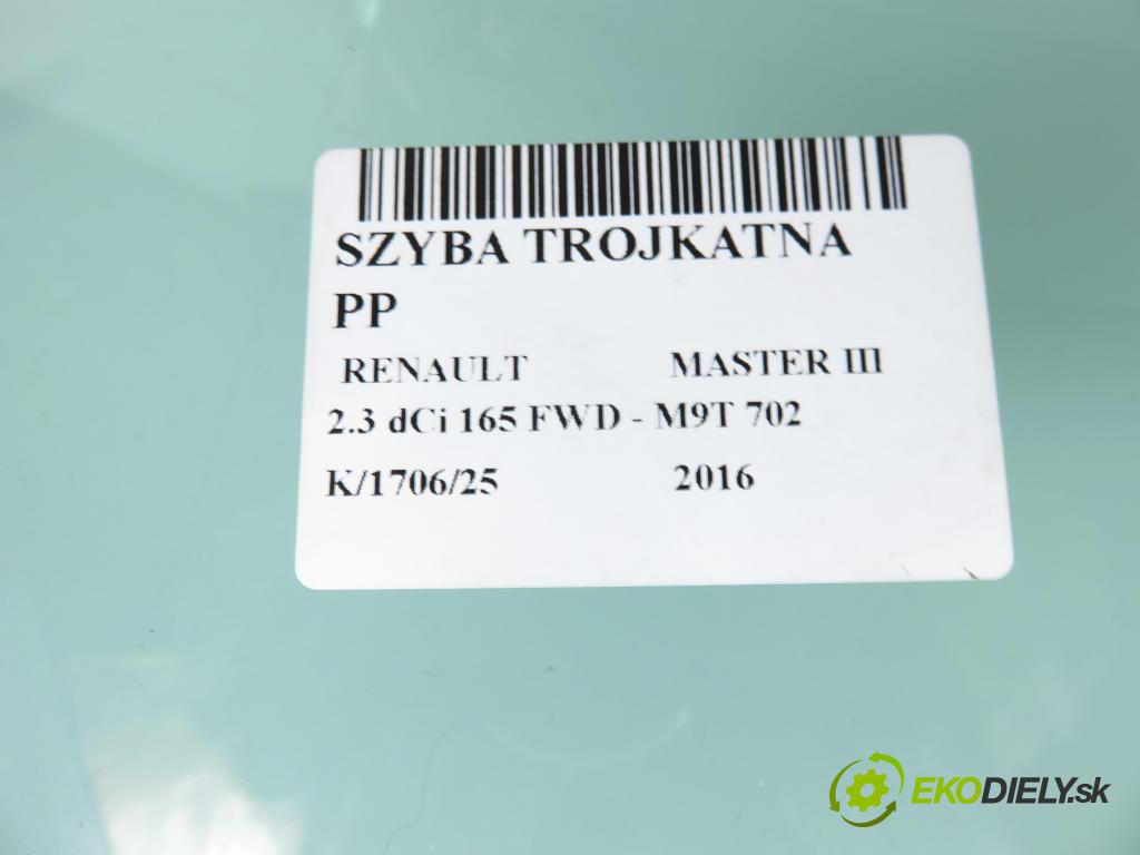 RENAULT MASTER III Platforma / podwozie (EV, HV, UV) KABINA/PLATFORMA 2016 120,00 2.3 dCi 165 FWD - M9T 702 2298,00 okno TROJÚHELNÍK PP 