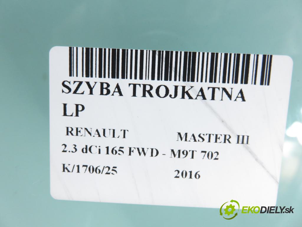 RENAULT MASTER III Platforma / podwozie (EV, HV, UV) KABINA/PLATFORMA 2016 120,00 2.3 dCi 165 FWD - M9T 702 2298,00 okno TROJÚHELNÍK LP