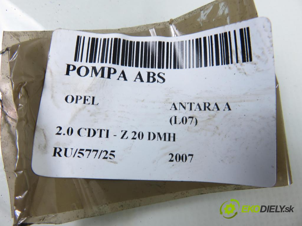 OPEL ANTARA A (L07) SUV 2007 110,00 2.0 CDTI 150 - Z 20 DMH 1991,00 Pumpa ABS 000406039C4 ; 25092645633 ; 25061333363 (Pumpa ABS)