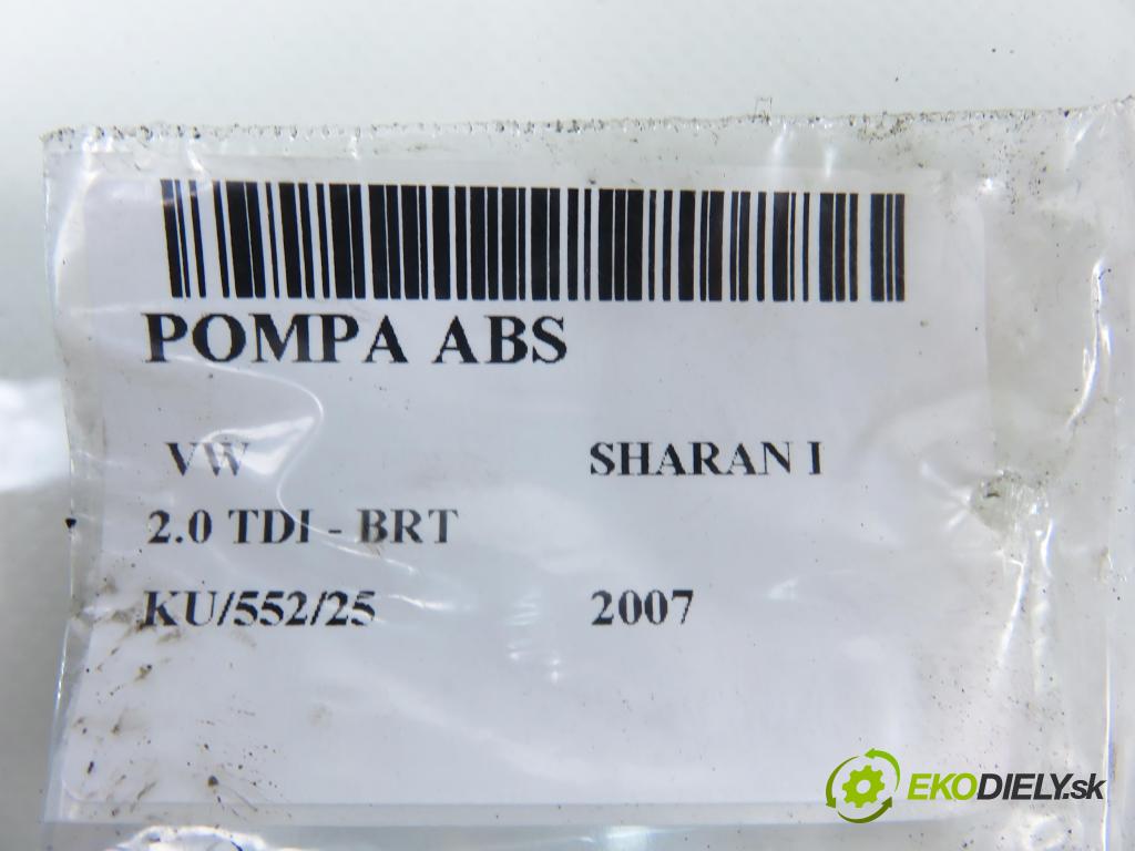 VW SHARAN (7M8, 7M9, 7M6) MINIVAN 2007 103,00 2.0 TDI - BRT 1968,00 Pumpa ABS 7M3907379E ; 10092503063 ; 7M3614111M (Pumpa ABS)