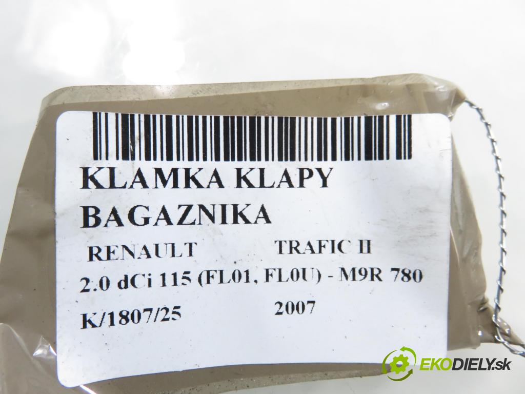 RENAULT TRAFIC II Skrzynia (FL) FURGON 2007 84,00 2.0 dCi 115 - M9R 780 1995,00 Kľučka dverí kufor 8200007345