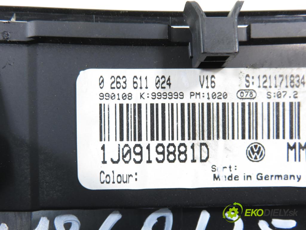 VW GOLF IV (1J1) HB 1999 66,00 1.9 TDI 90 - ALH 1896,00 prístrojovka elektrický 1J0919881D ; 0263611024